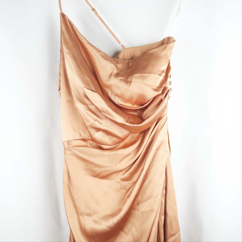 Galina Signature Satin Draped Cowl Neck Formal Dress Copper Size 12